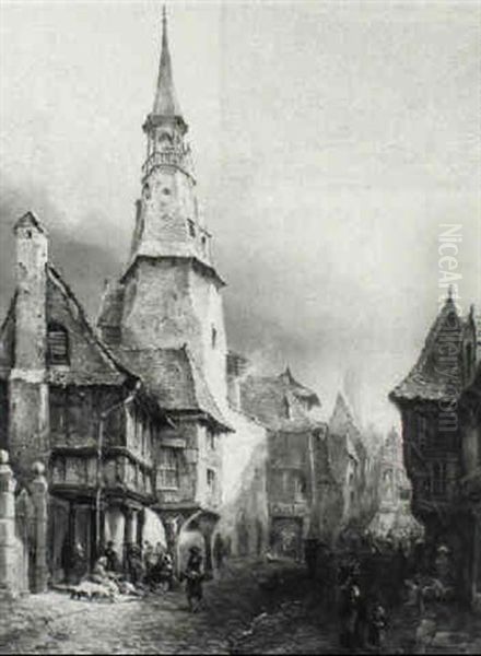 Villagers In The Streets Of A Town - view 1