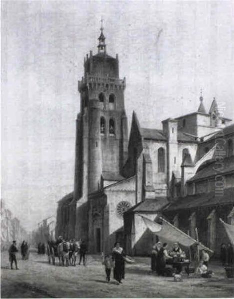 Figures In A Town Street - view 1