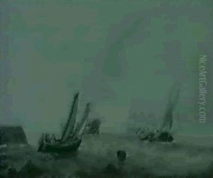 Fishing Boats And Other Shipping In Choppy Seas Off A Jetty