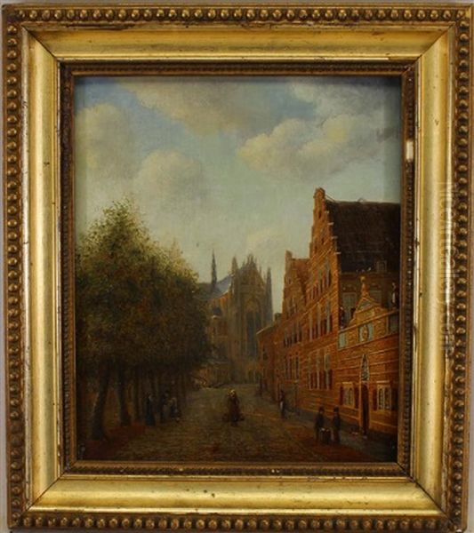 Painting Of Figures In A Street At Dusk - view 1