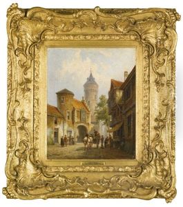 A Street In Brussels by Pieter Christian Dommersen
