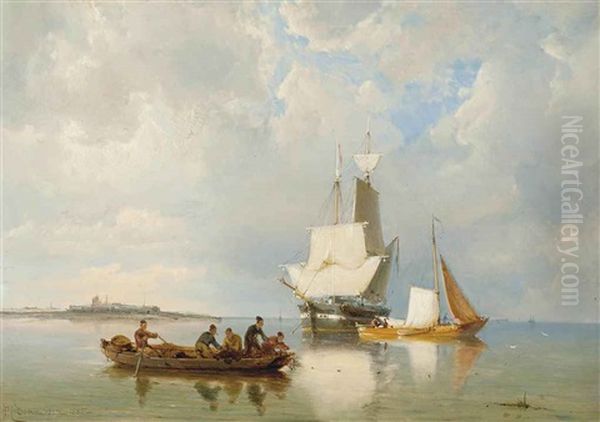 Fishermen Drawing In Their Nets Off The Dutch Coast - view 1