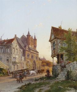 The Cloth Hall, Malines, Belgium (+ Mont Albans Tower, Amsterdam; Pair) by Pieter Christian Dommersen