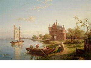 Rentz Castle On The Moselle (+ Zonnenberg On The River Spaarne, Holand; Pair) by William Raymond Dommersen