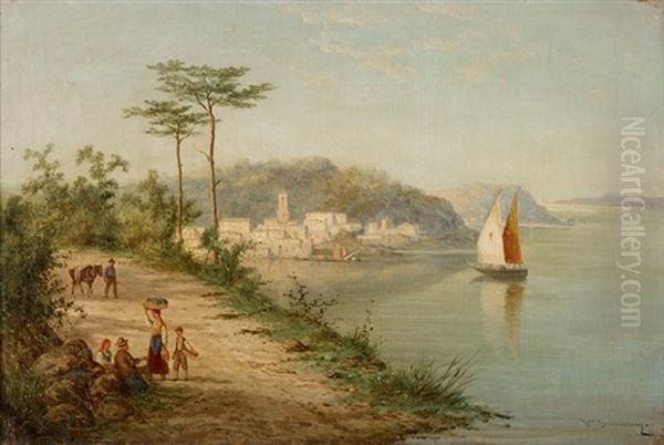 Peasants On A Road Along The Coast - view 1
