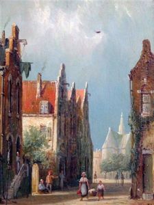 Dutch Canal  Street Scene; Pair)