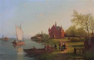 Dutch River Landscape by William Raymond Dommersen