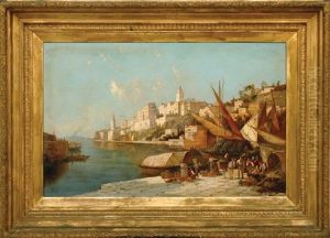 European Port Scene by William Raymond Dommersen