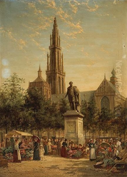 A View Of The Rubens Statue And The Cathedral, Antwerp - view 1