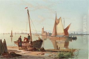 Fishing Boats Off Burgerdam Lighthouse On The Zuider Zee (+ Enshuisen On The Zuider Zee; Pair)