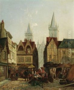 Marktszene In Den Strasen Einer Nordfranzosischen Stadt