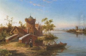 Hollandische Flusslandschaft by William Raymond Dommersen