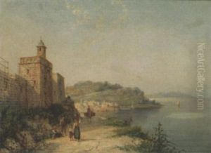 An Italian Coastal View by William Raymond Dommersen