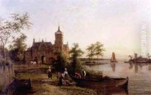 Peasants By A Canal