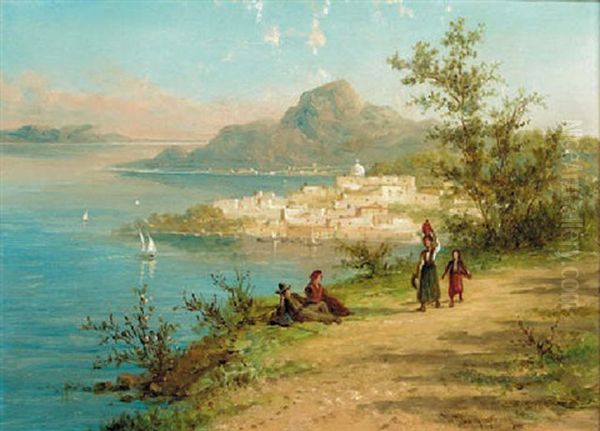 Figures On A Continental Coastal Path (ibiza?) - view 1