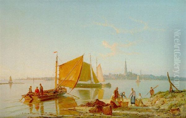 Pecheurs Sur Fond De Ville D'amsterdam - view 1