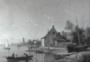 On The Amstel, Amsterdam, Holland by William Raymond Dommersen