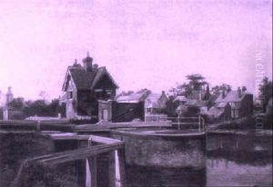 Dutch Town By A Canal by William Raymond Dommersen