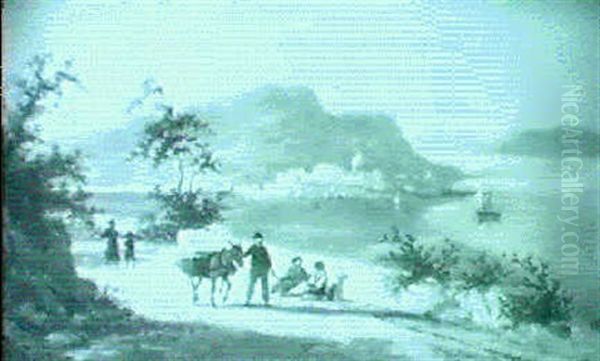 Figures On Coastal Paths, Towns Beyond - view 1