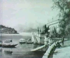 Figures By The Lago Maggiore by William Raymond Dommersen