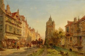 A Continental Market Scene by Pieter Cornelis Dommershuijzen
