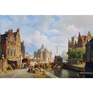 Amsterdamer Gracht Mit De Waag by Pieter Cornelis Dommershuijzen