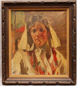 Portrait Of Girl by Abram Efimovich Arkhipov