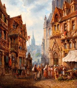 Groentenmarkt Op Het Plein Van De Kathedraal Te Rouen