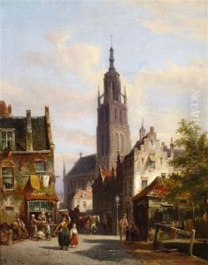 Dutch Street Scene by Pieter Cornelis Dommershuijzen