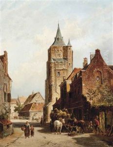 The Hay Cart In Amersfoort, Utrecht, Holland by Pieter Cornelis Dommershuijzen