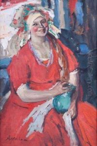Femme Au Pichet Vert by Abram Efimovich Arkhipov