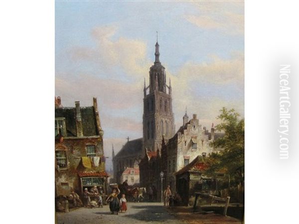 A Dutch Street Scene With Figures - view 1