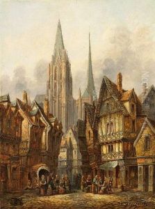 Blick Auf Gotischen Dom In Mittelalterlicher Stadt