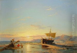 Kustvy Med Segelbat Och Sjoman