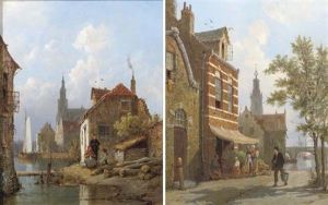 Amsterdam In Summer (+ Alkmaar In Summer; Pair) by Pieter Cornelis Dommershuijzen