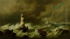 Shipping In Rough Seas by Pieter Cornelis Dommershuijzen