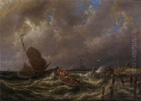 A Sailing Vessel In Heavy Weather - view 1