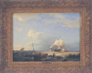 Shipping In A Stiff Breeze Off Shore by Pieter Cornelis Dommershuijzen
