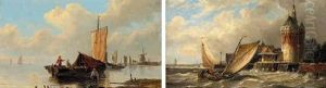 Boats Off A Dutch Port In A Stormy Sea Boats Off A Dutch Port In A Stormy Sea
