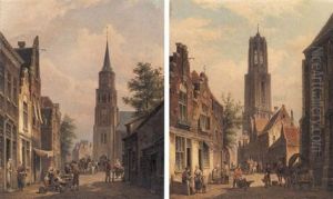 Street Scenes - Dome Of Utrecht, Holland by Pieter Cornelis Dommershuijzen