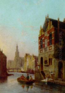 On A Canal, Amsterdam by Pieter Cornelis Dommershuijzen