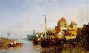 A Summer Landscape With Shipping On A River