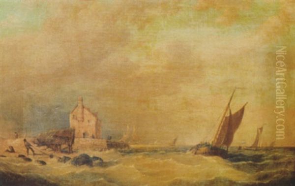 A Dutch Coastal Scene With Fishing Vessels - view 1