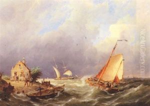 On The Isle Of Ameland Off The Coast Of Friesland, Holland by Pieter Cornelis Dommershuijzen