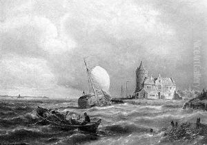 On The Zuiderzee: Shipping Off A Quay On A Windy Day