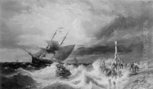 Dutch Fishing In Stormy Weather by Pieter Cornelis Dommershuijzen