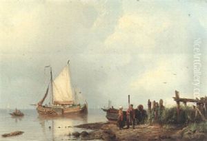 Figures On The Scheldt by Pieter Cornelis Dommershuijzen