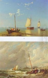 Sailing Vessels In A Calm by Pieter Cornelis Dommershuijzen