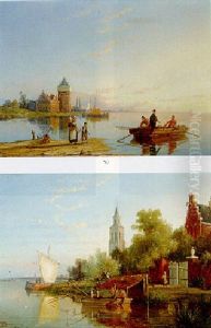 The Lighthouse On The Isle Of Borklus by Pieter Cornelis Dommershuijzen