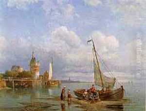 Shipping Off The Coast In A Stiff Breeze by Pieter Cornelis Dommershuijzen